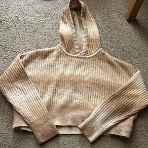 Aerie Cream Ribbed Cropped Sweater